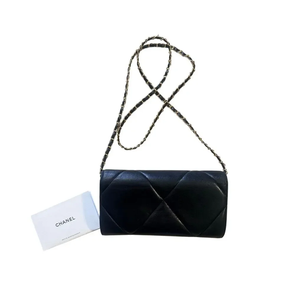 Chanel 19 Flap Wallet with Chain Quilted Lambskin Leather Gold Hardware - Picture 14 of 14